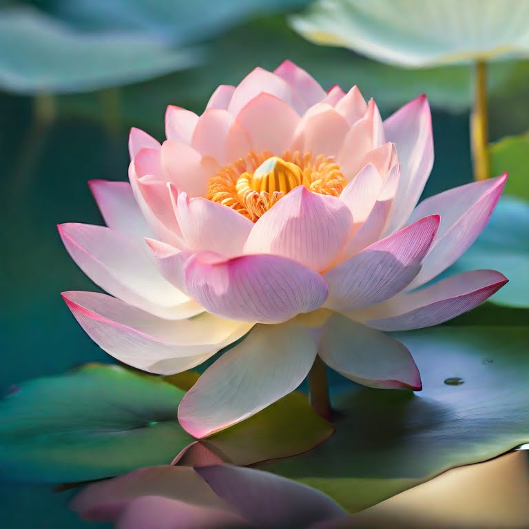 Abschlussbild, das die Schönheit und Symbolik der Lotusblume in der Poesie darstellt, unterstreicht die zentralen Themen von Reinheit, Liebe und spiritueller Erleuchtung, die mit dem Motiv 'Poesie Lotusblume' verbunden sind.
