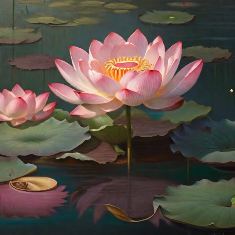 Bild, das die Essenz und Schönheit der Poesie einfängt, mit besonderem Fokus auf das Motiv der Lotusblume, um die tiefe Verbindung zwischen Natur und lyrischem Ausdruck im Kontext der 'Poesie Lotusblume' zu illustrieren