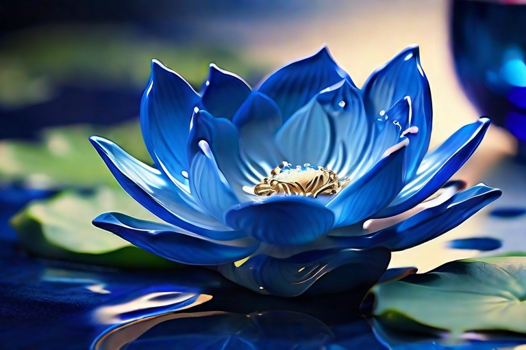 Ein faszinierendes Meisterwerk: Der tiefblaue Blauer Lotus Wein in einem Glas, wie eine sich windende Nebelwolke himmlischer Schönheit. 