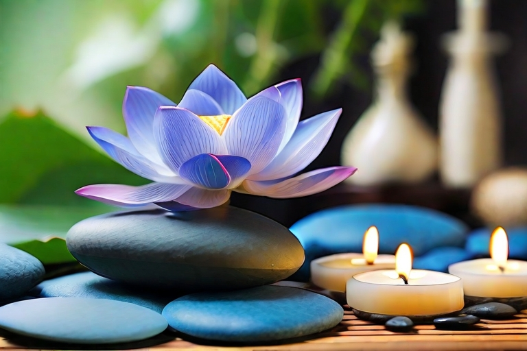 Massage-Therapie mit Blauem Lotus: Eine entspannende Massage-Sitzung mit der Verwendung von Blauem Lotusöl.